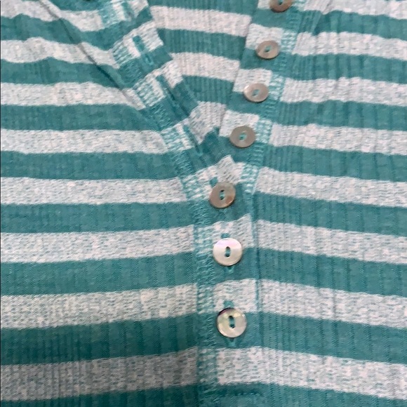 Free People teal striped button up shirt - Picture 2 of 4